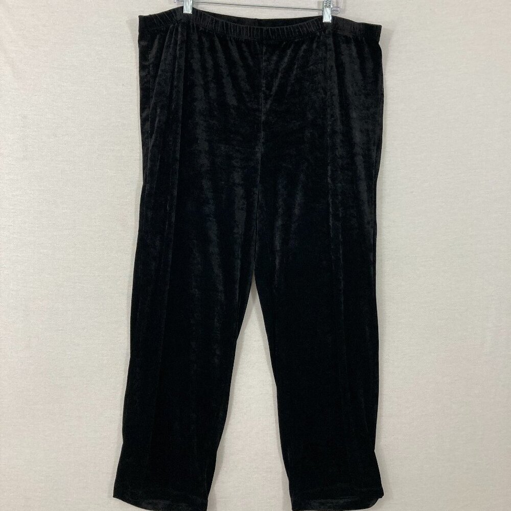 Carole Little Black Velvet Pull-on Stretch Comfy Straight Leg Pants 2X